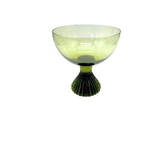 Vintage Lenox Emerald Green Glass Ribbed Pedestal Bowl 5” Tall - Picture 1 of 9
